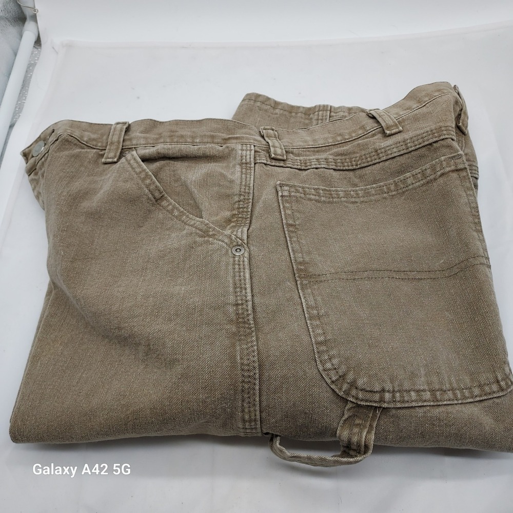 Wrangler Mens Carpenter Pants Tan Brown Cotton Utility Workwear 34x32 94LSWTM